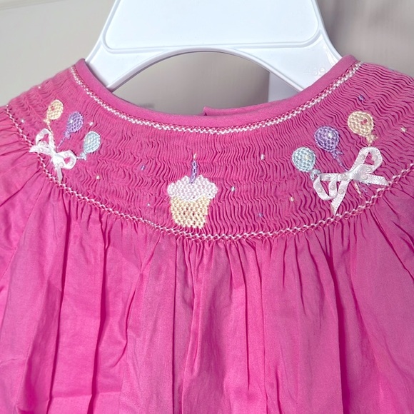 Strasburg hand smocked Little girls pink birthday dress - Picture 4 of 7